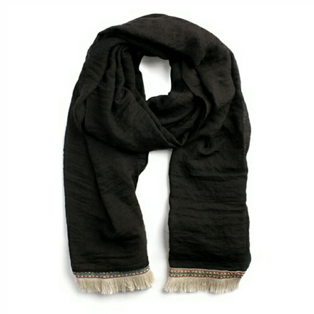 Black Fringed Scarf